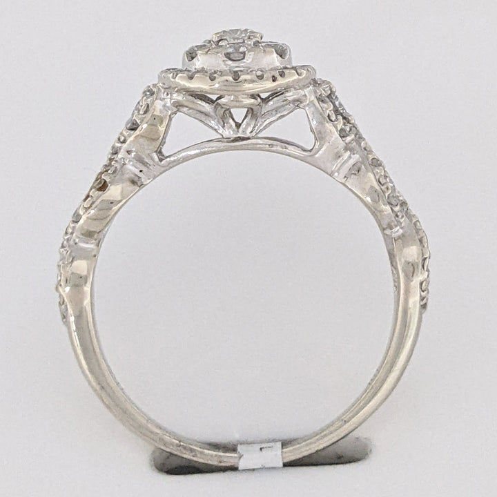 10K WHITE .50 CARAT TOTAL WEIGHT SI1 H DIAMOND ROUND (54) CLUSTER ESTATE RING 2.6G
