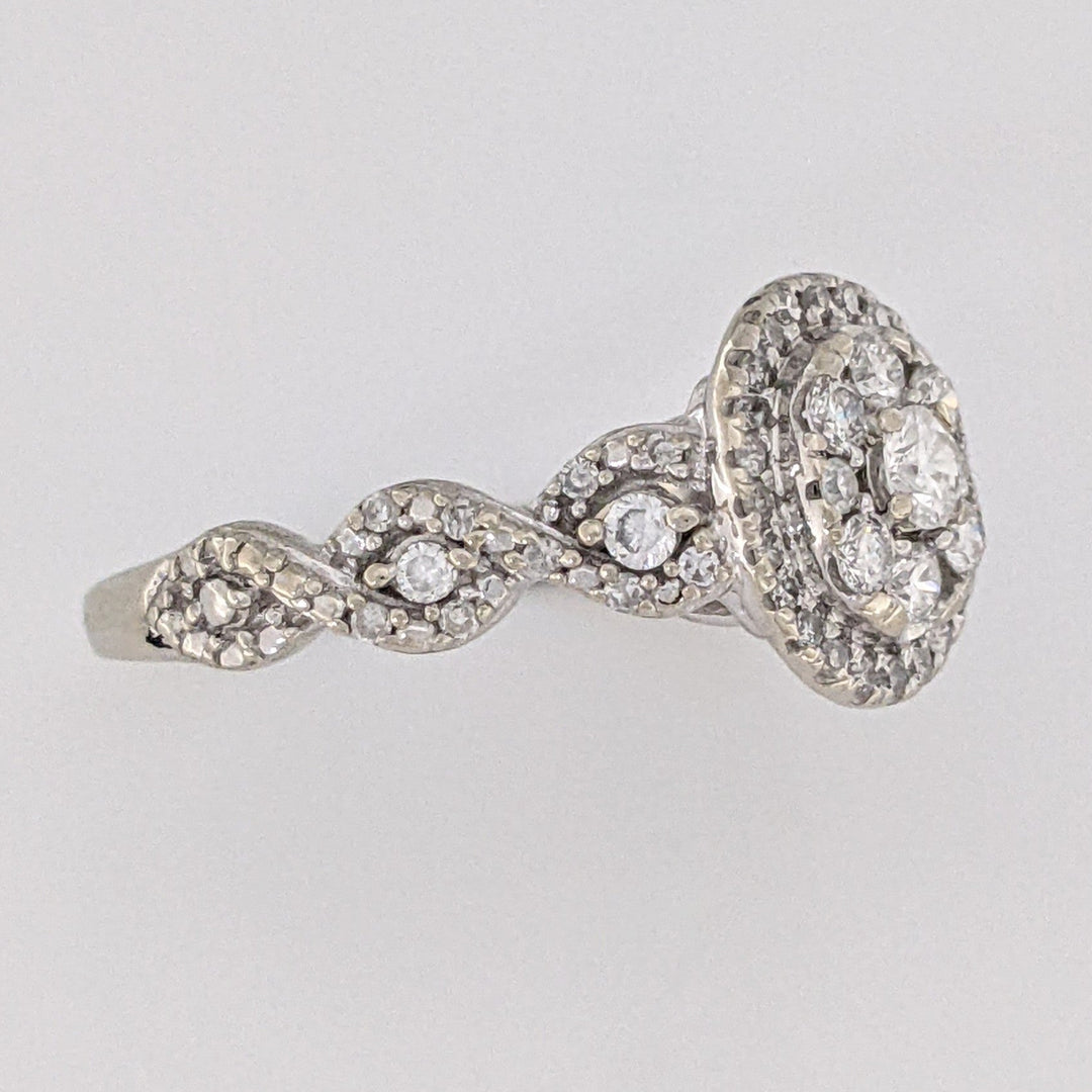 10K WHITE .50 CARAT TOTAL WEIGHT SI1 H DIAMOND ROUND (54) CLUSTER ESTATE RING 2.6G
