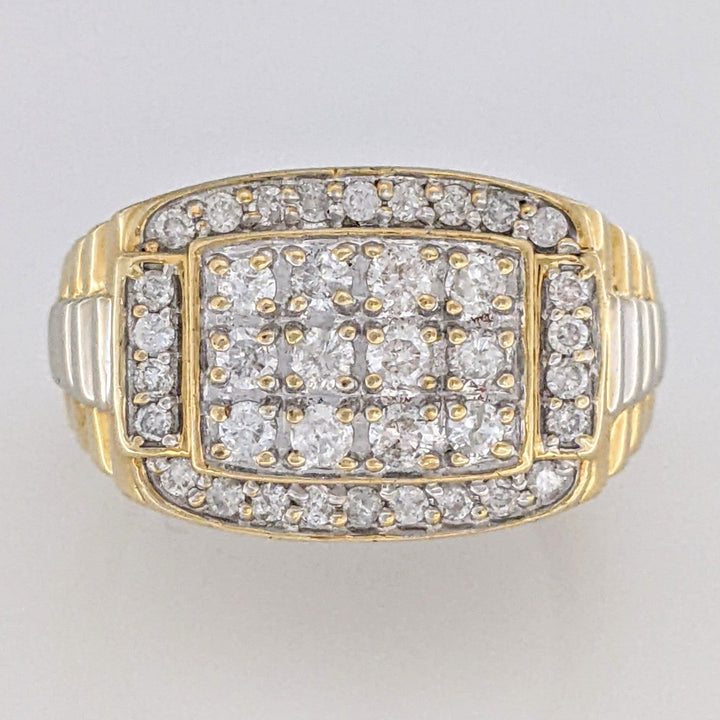 14K .99 CARAT TOTAL WEIGHT I1 H DIAMOND ROUND (38) MULTI-ROW ESTATE RING 8.9 GRAMS