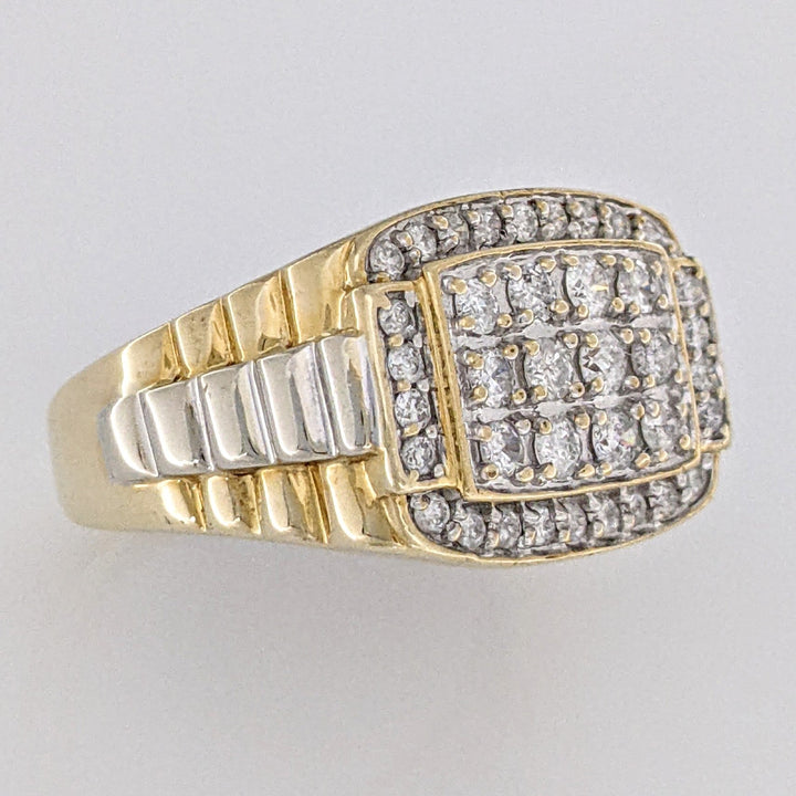 14K .99 CARAT TOTAL WEIGHT I1 H DIAMOND ROUND (38) MULTI-ROW ESTATE RING 8.9 GRAMS