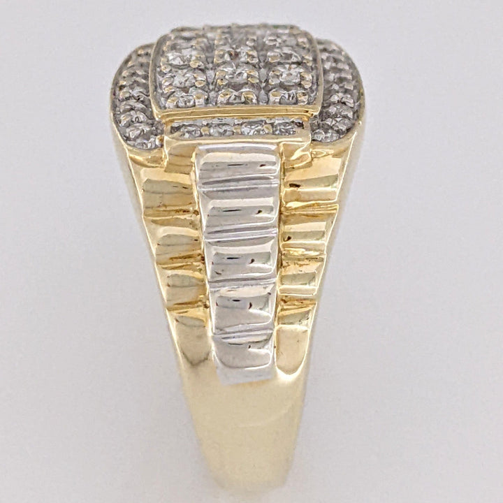 14K .99 CARAT TOTAL WEIGHT I1 H DIAMOND ROUND (38) MULTI-ROW ESTATE RING 8.9 GRAMS