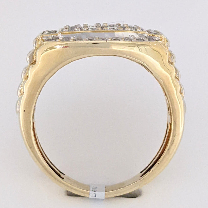 14K .99 CARAT TOTAL WEIGHT I1 H DIAMOND ROUND (38) MULTI-ROW ESTATE RING 8.9 GRAMS