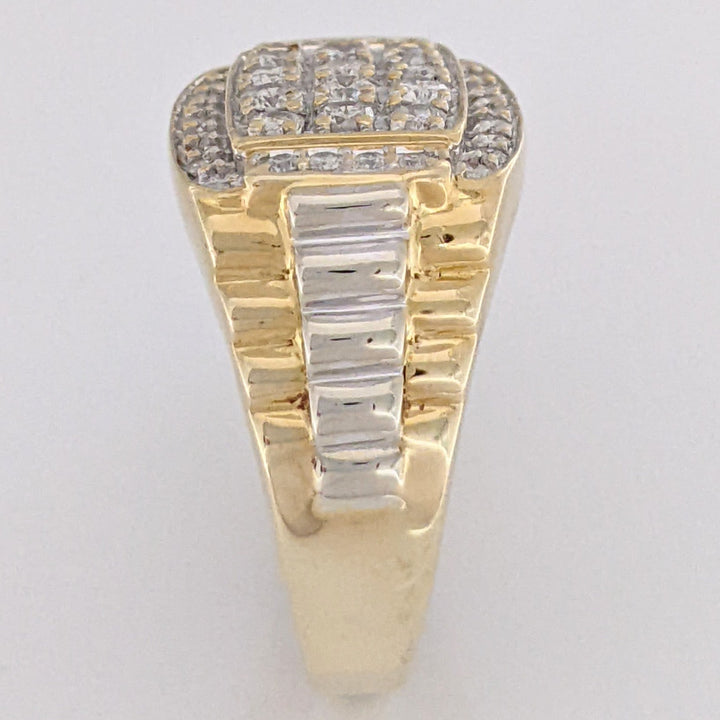 14K .99 CARAT TOTAL WEIGHT I1 H DIAMOND ROUND (38) MULTI-ROW ESTATE RING 8.9 GRAMS