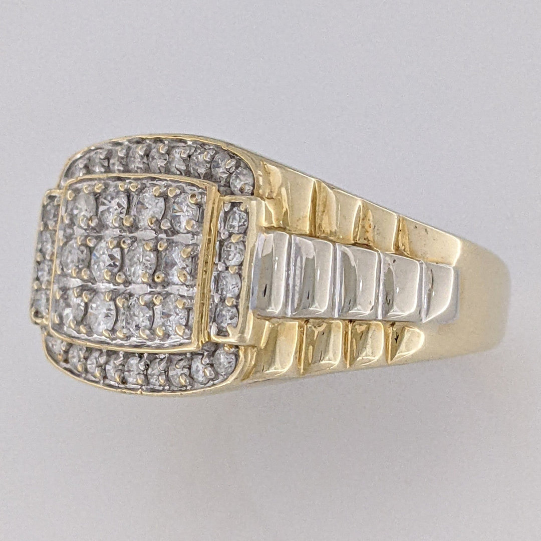 14K .99 CARAT TOTAL WEIGHT I1 H DIAMOND ROUND (38) MULTI-ROW ESTATE RING 8.9 GRAMS