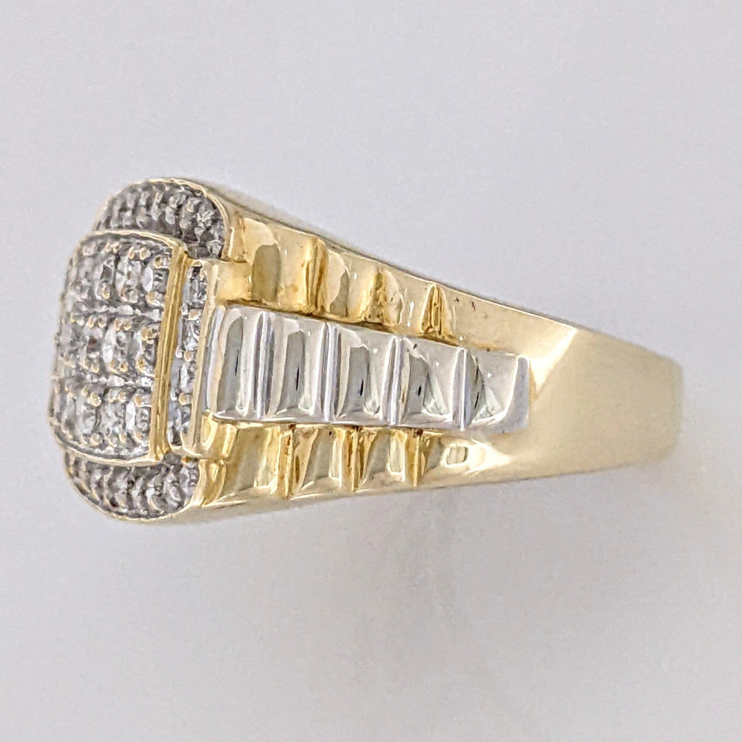 14K .99 CARAT TOTAL WEIGHT I1 H DIAMOND ROUND (38) MULTI-ROW ESTATE RING 8.9 GRAMS