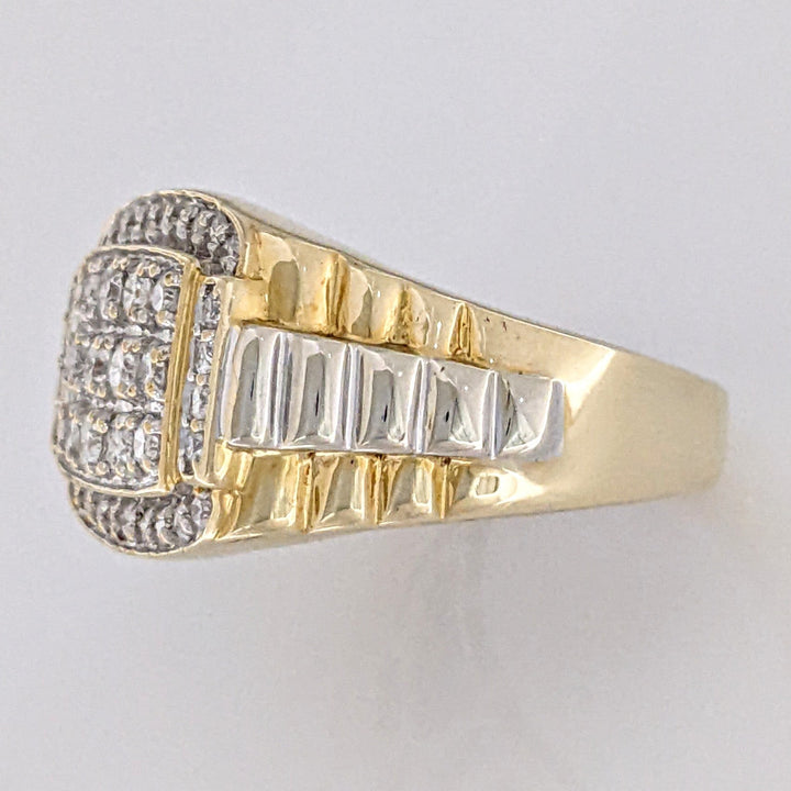 14K .99 CARAT TOTAL WEIGHT I1 H DIAMOND ROUND (38) MULTI-ROW ESTATE RING 8.9 GRAMS