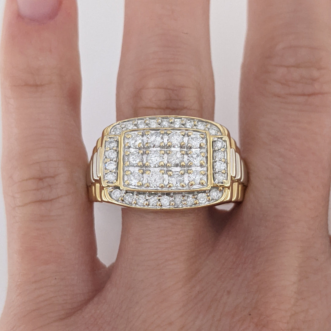 14K .99 CARAT TOTAL WEIGHT I1 H DIAMOND ROUND (38) MULTI-ROW ESTATE RING 8.9 GRAMS