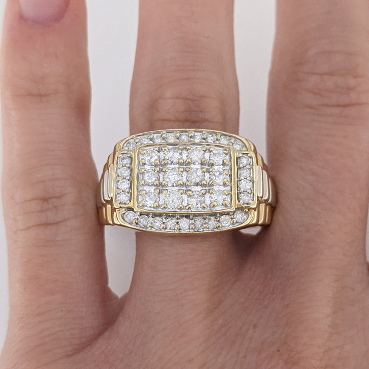 14K .99 CARAT TOTAL WEIGHT I1 H DIAMOND ROUND (38) MULTI-ROW ESTATE RING 8.9 GRAMS