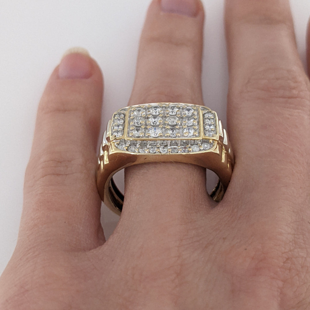 14K .99 CARAT TOTAL WEIGHT I1 H DIAMOND ROUND (38) MULTI-ROW ESTATE RING 8.9 GRAMS