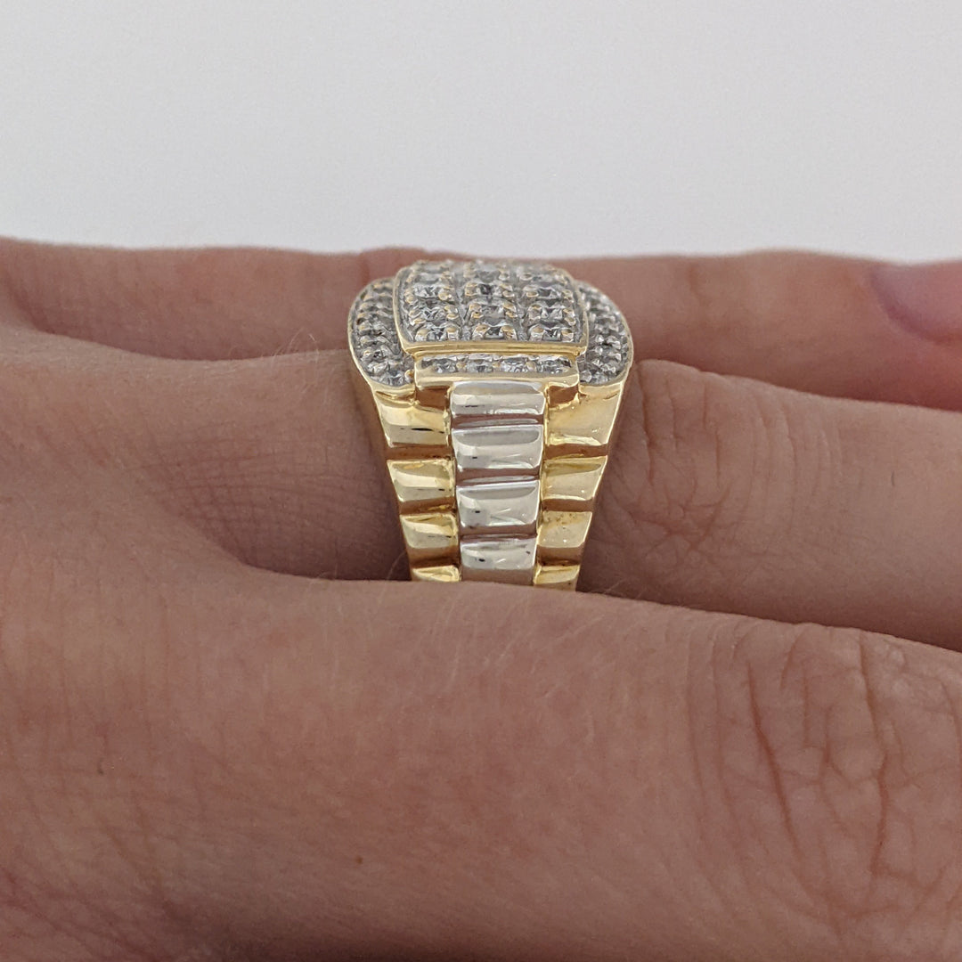 14K .99 CARAT TOTAL WEIGHT I1 H DIAMOND ROUND (38) MULTI-ROW ESTATE RING 8.9 GRAMS