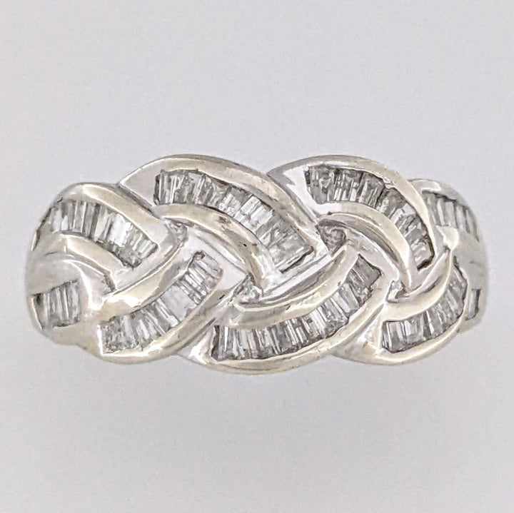 10K WHITE .50 CARAT TOTAL WEIGHT I1 H DIAMOND BAGUETTE (58) ESTATE BAND 3.3 GRAMS