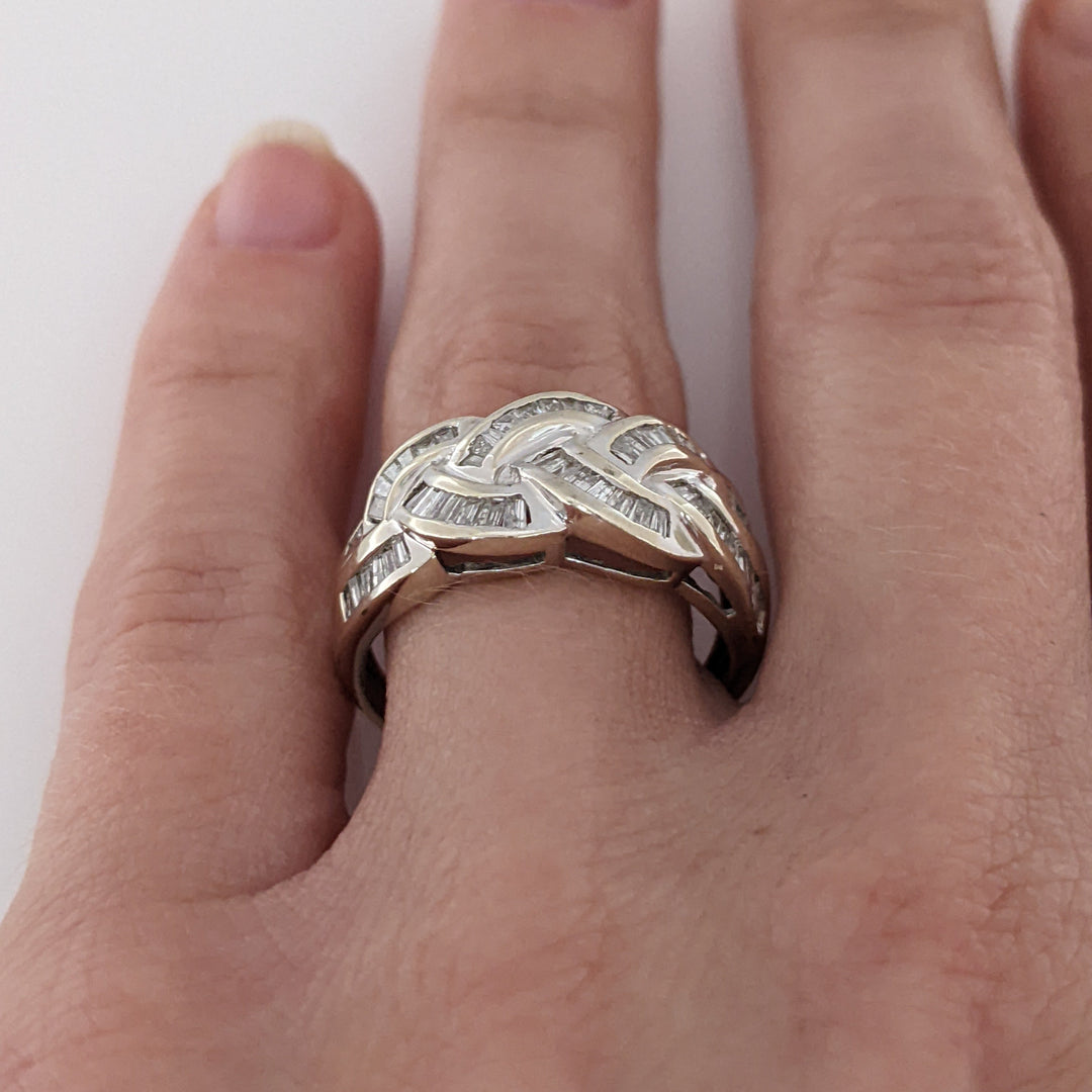 10K WHITE .50 CARAT TOTAL WEIGHT I1 H DIAMOND BAGUETTE (58) ESTATE BAND 3.3 GRAMS