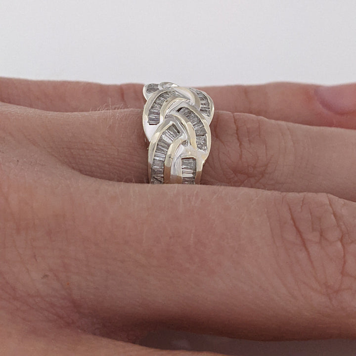 10K WHITE .50 CARAT TOTAL WEIGHT I1 H DIAMOND BAGUETTE (58) ESTATE BAND 3.3 GRAMS