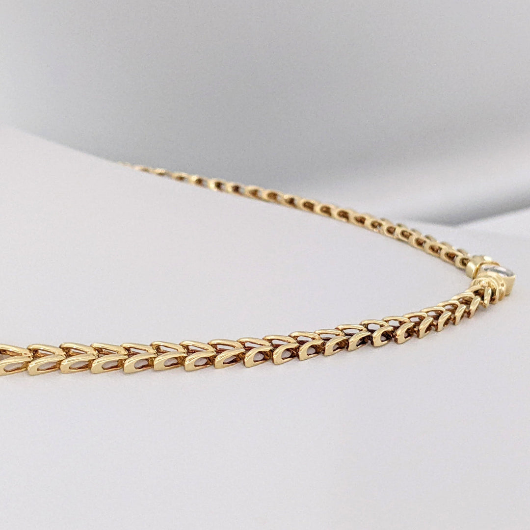 14K .33 CARAT TOTAL I1 H DIAMOND ROUND BEZEL (1) LINK ESTATE NECKLACE 16.3 GRAMS