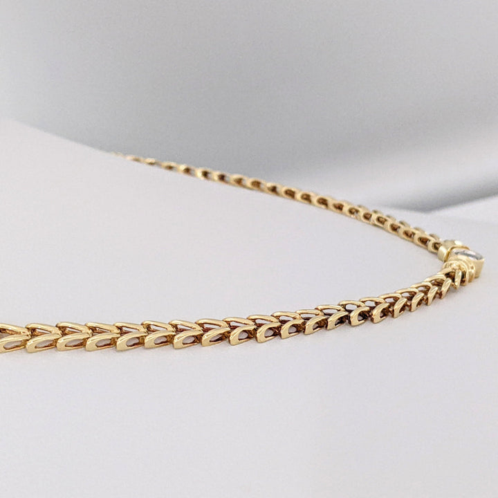 14K .33 CARAT TOTAL I1 H DIAMOND ROUND BEZEL (1) LINK ESTATE NECKLACE 16.3 GRAMS