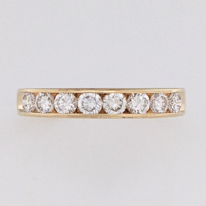 14K 1.00 CARAT TOTAL WEIGHT SI1 H DIAMOND ROUND (8) ESTATE CHANNEL BAND 3.2 GRAMS