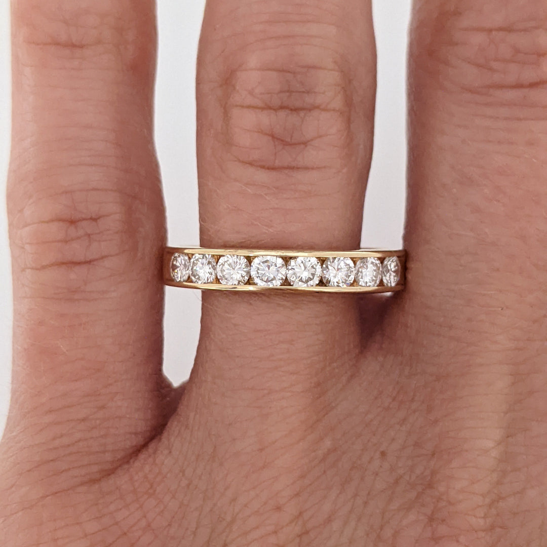 14K 1.00 CARAT TOTAL WEIGHT SI1 H DIAMOND ROUND (8) ESTATE CHANNEL BAND 3.2 GRAMS