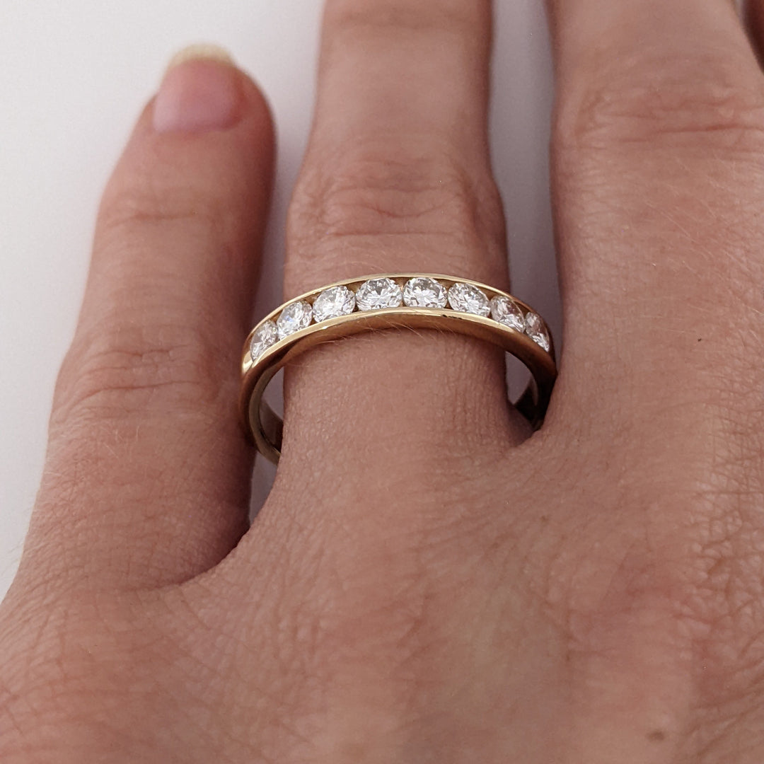 14K 1.00 CARAT TOTAL WEIGHT SI1 H DIAMOND ROUND (8) ESTATE CHANNEL BAND 3.2 GRAMS