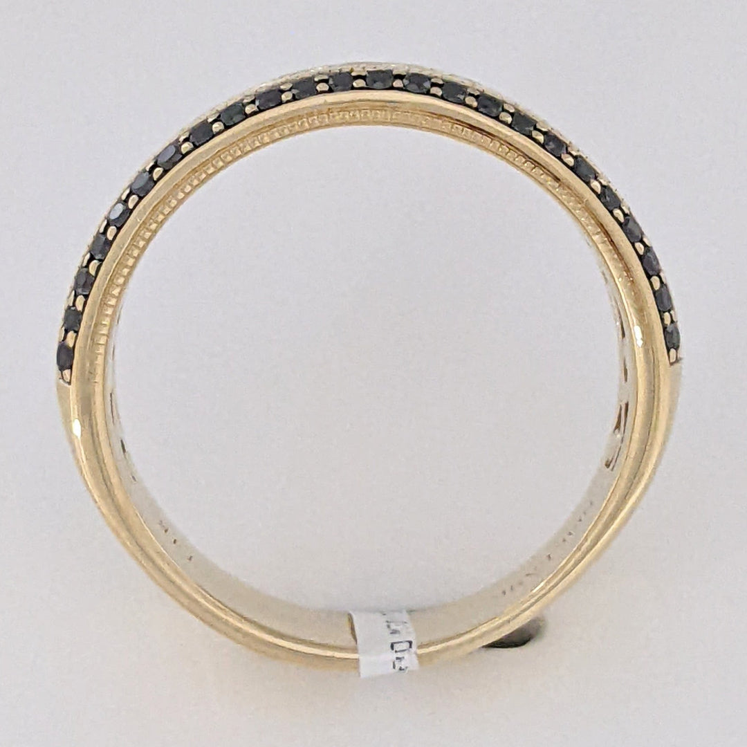 14K BLACK DIAMOND ROUND (48) ETCHED ESTATE BAND 7.5 GRAMS