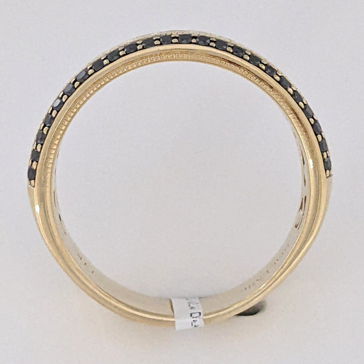 14K BLACK DIAMOND ROUND (48) ETCHED ESTATE BAND 7.5 GRAMS