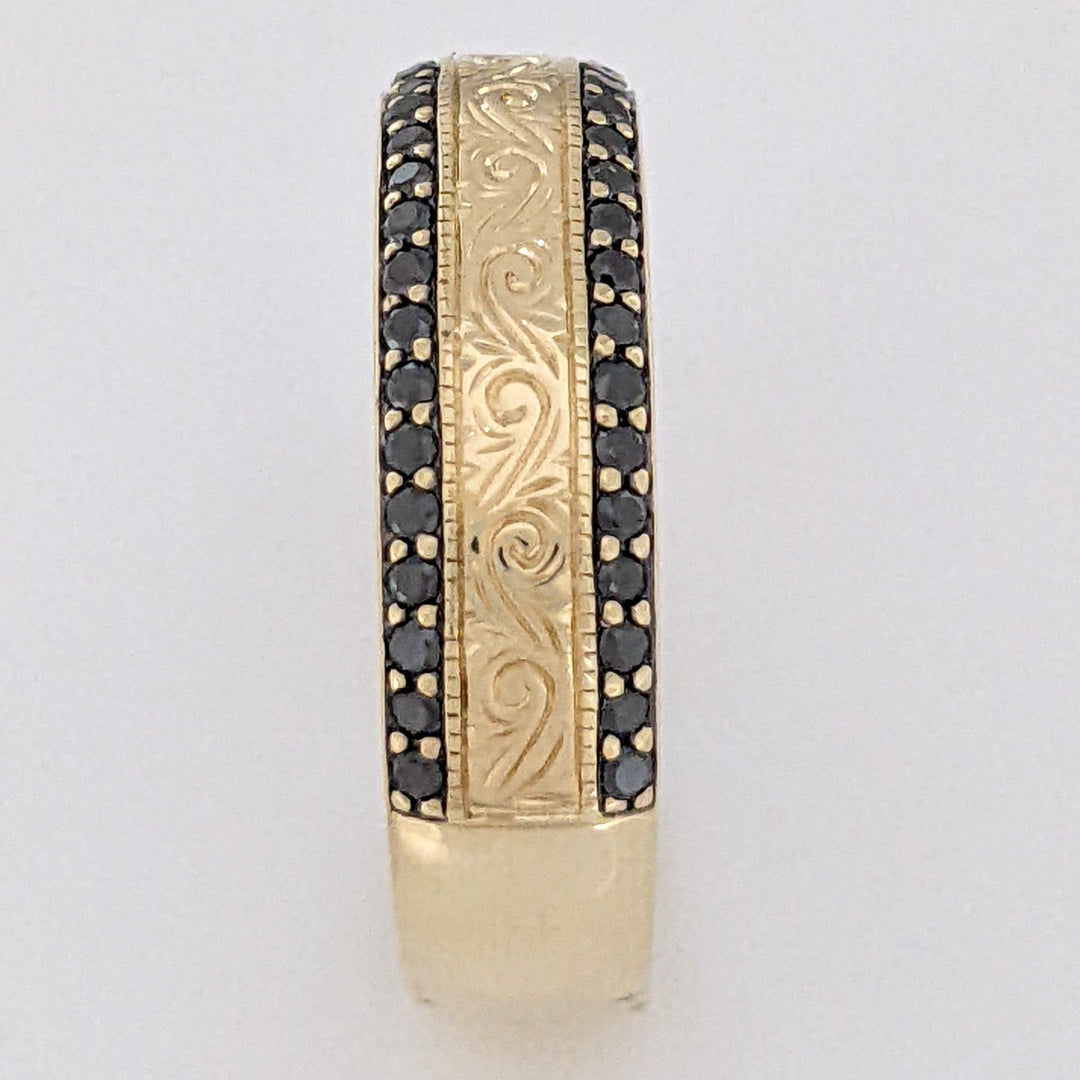 14K BLACK DIAMOND ROUND (48) ETCHED ESTATE BAND 7.5 GRAMS