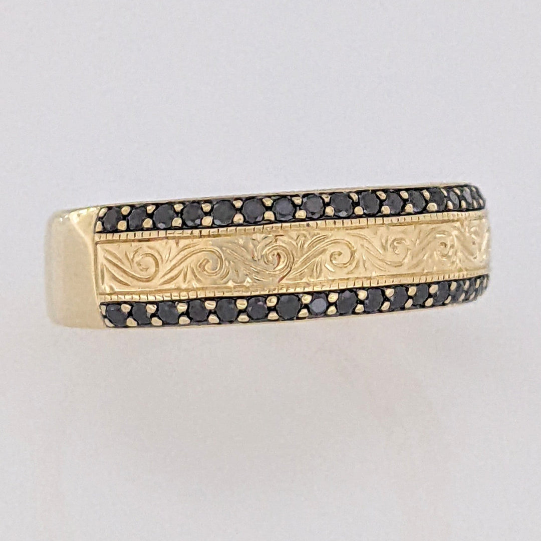 14K BLACK DIAMOND ROUND (48) ETCHED ESTATE BAND 7.5 GRAMS