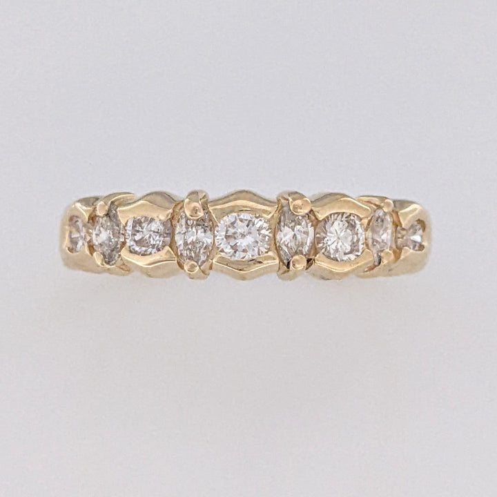 14K .35 CARAT TOTAL WEIGHT SI1 H DIAMOND ROUND (5) MARQUISE (4) ESTATE BAND 3.2 GRAMS