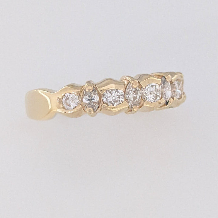 14K .35 CARAT TOTAL WEIGHT SI1 H DIAMOND ROUND (5) MARQUISE (4) ESTATE BAND 3.2 GRAMS