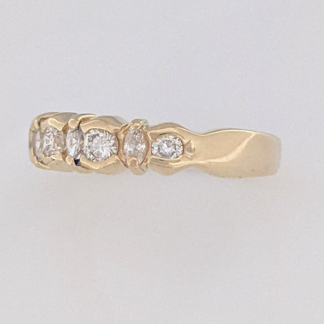 14K .35 CARAT TOTAL WEIGHT SI1 H DIAMOND ROUND (5) MARQUISE (4) ESTATE BAND 3.2 GRAMS