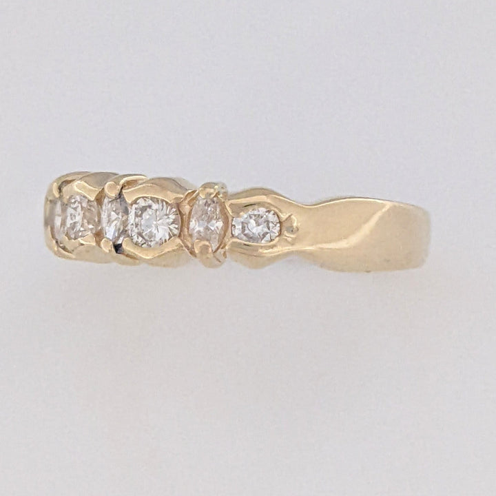 14K .35 CARAT TOTAL WEIGHT SI1 H DIAMOND ROUND (5) MARQUISE (4) ESTATE BAND 3.2 GRAMS