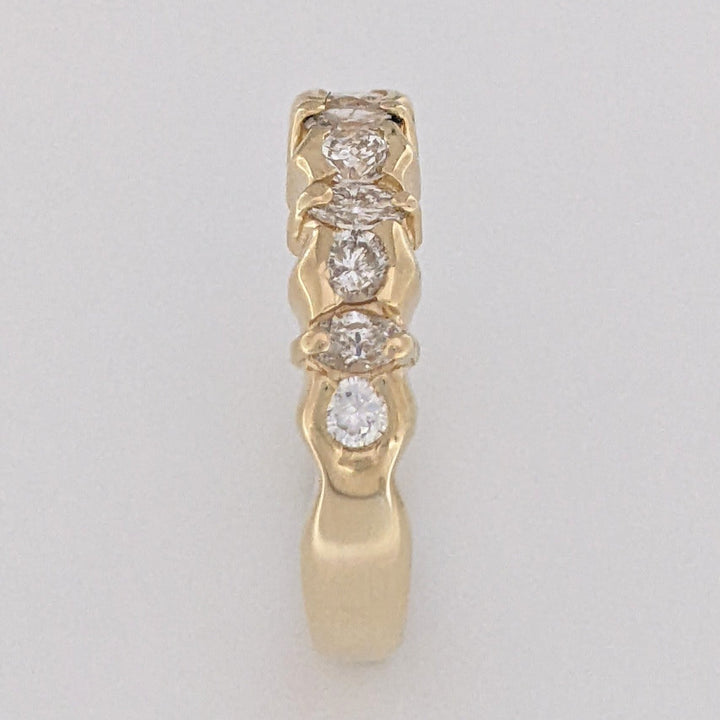 14K .35 CARAT TOTAL WEIGHT SI1 H DIAMOND ROUND (5) MARQUISE (4) ESTATE BAND 3.2 GRAMS