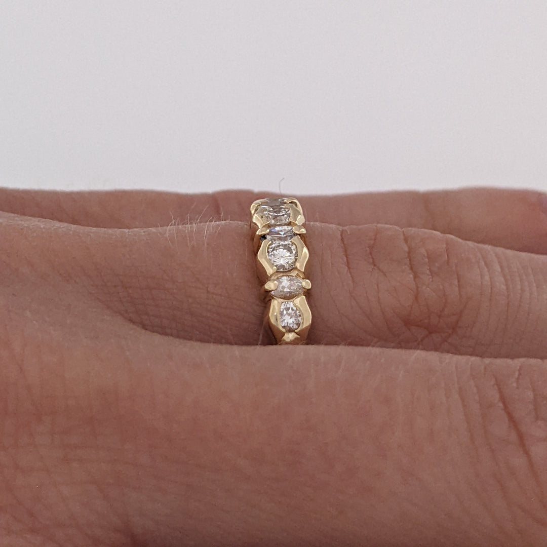 14K .35 CARAT TOTAL WEIGHT SI1 H DIAMOND ROUND (5) MARQUISE (4) ESTATE BAND 3.2 GRAMS