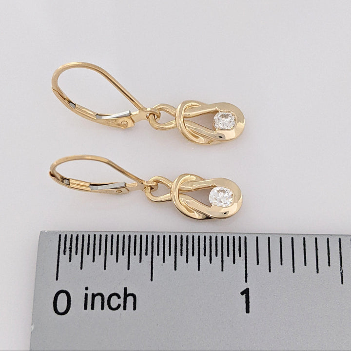 14K .45 CARAT TOTAL WEIGHT SI2-I1 H-I DIAMOND ROUND (3) LOVE KNOT ESTATE PENDANT, CHAIN, AND EARRING SET