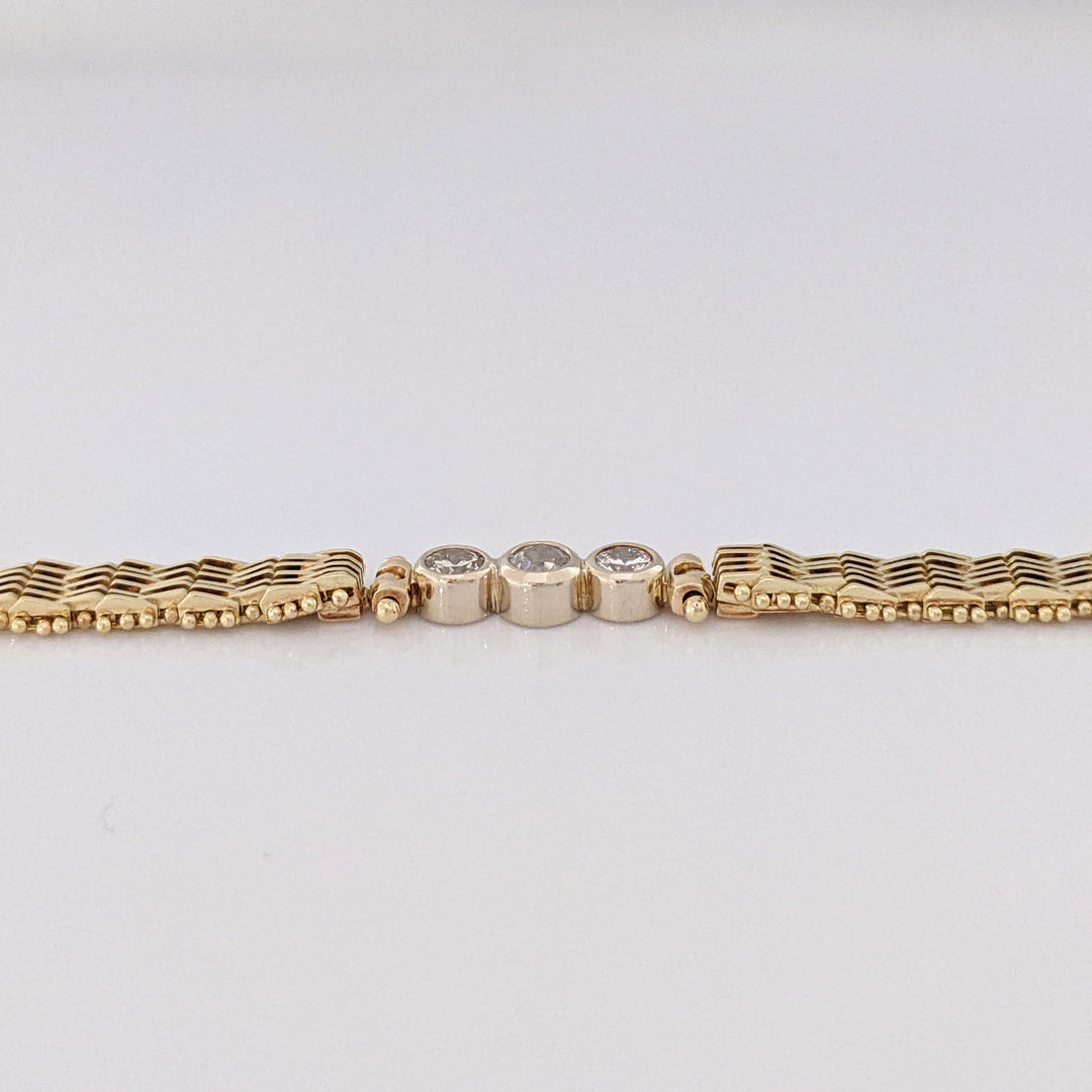 14K .36 CARAT TOTAL WEIGHT VS2 I-J DIAMOND ROUND (3) BEZEL ESTATE BRACELET 11.3 GRAMS