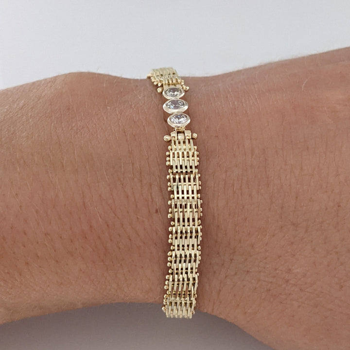14K .36 CARAT TOTAL WEIGHT VS2 I-J DIAMOND ROUND (3) BEZEL ESTATE BRACELET 11.3 GRAMS