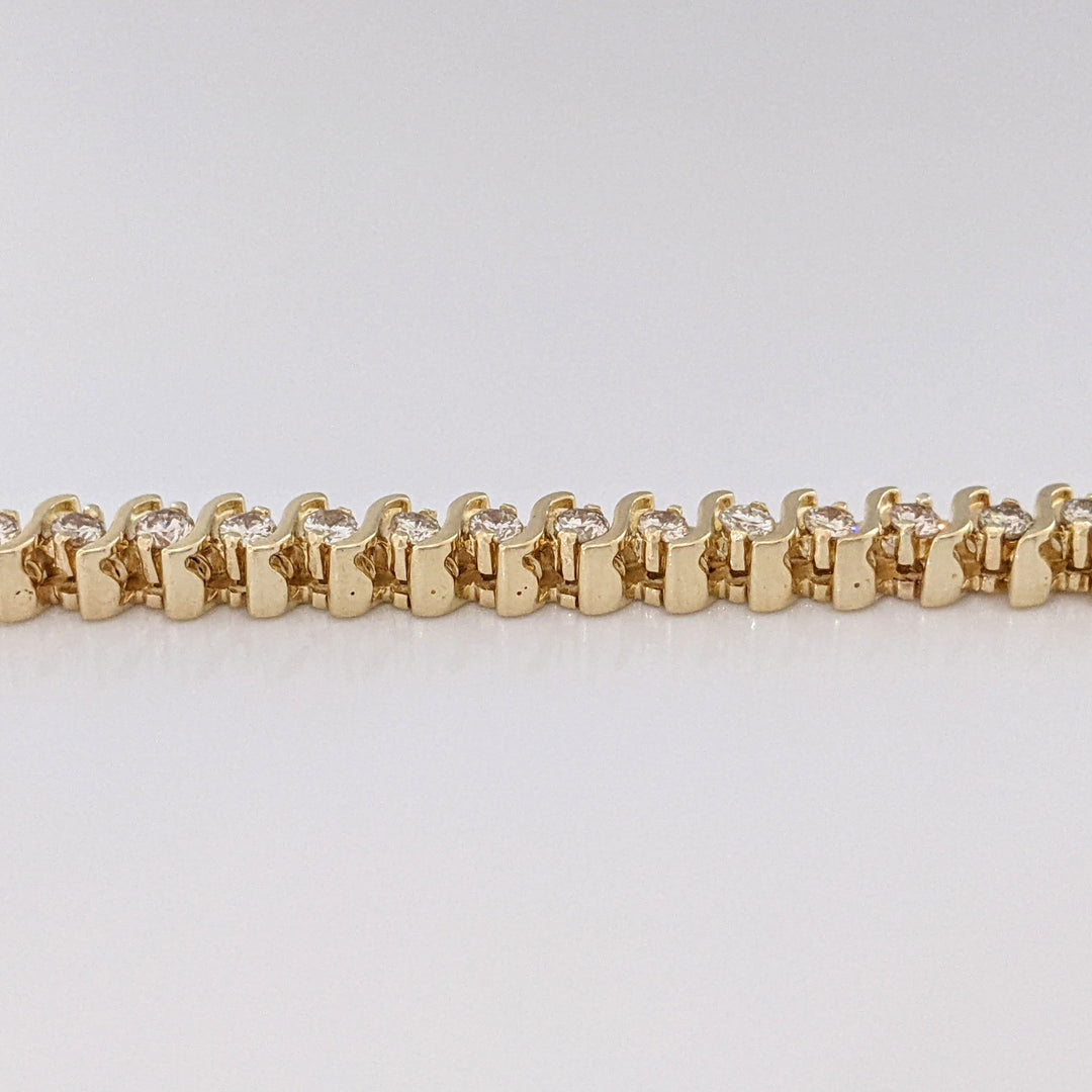 14K TWO-TONE 2.16 CARAT TOTAL WEIGHT SI2 I DIAMOND ROUND (48) S-LINK ESTATE BRACELET 18.9 GRAMS