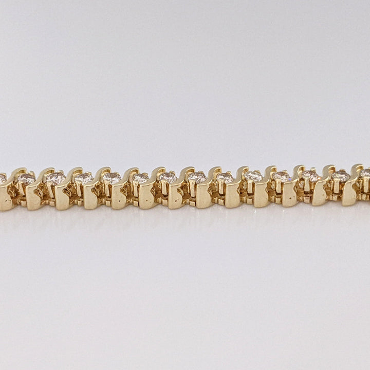 14K TWO-TONE 2.16 CARAT TOTAL WEIGHT SI2 I DIAMOND ROUND (48) S-LINK ESTATE BRACELET 18.9 GRAMS