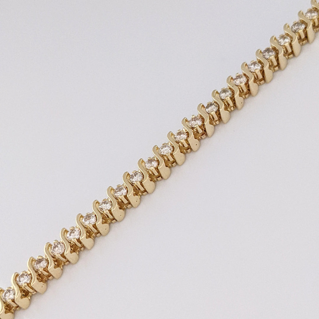 14K TWO-TONE 2.16 CARAT TOTAL WEIGHT SI2 I DIAMOND ROUND (48) S-LINK ESTATE BRACELET 18.9 GRAMS