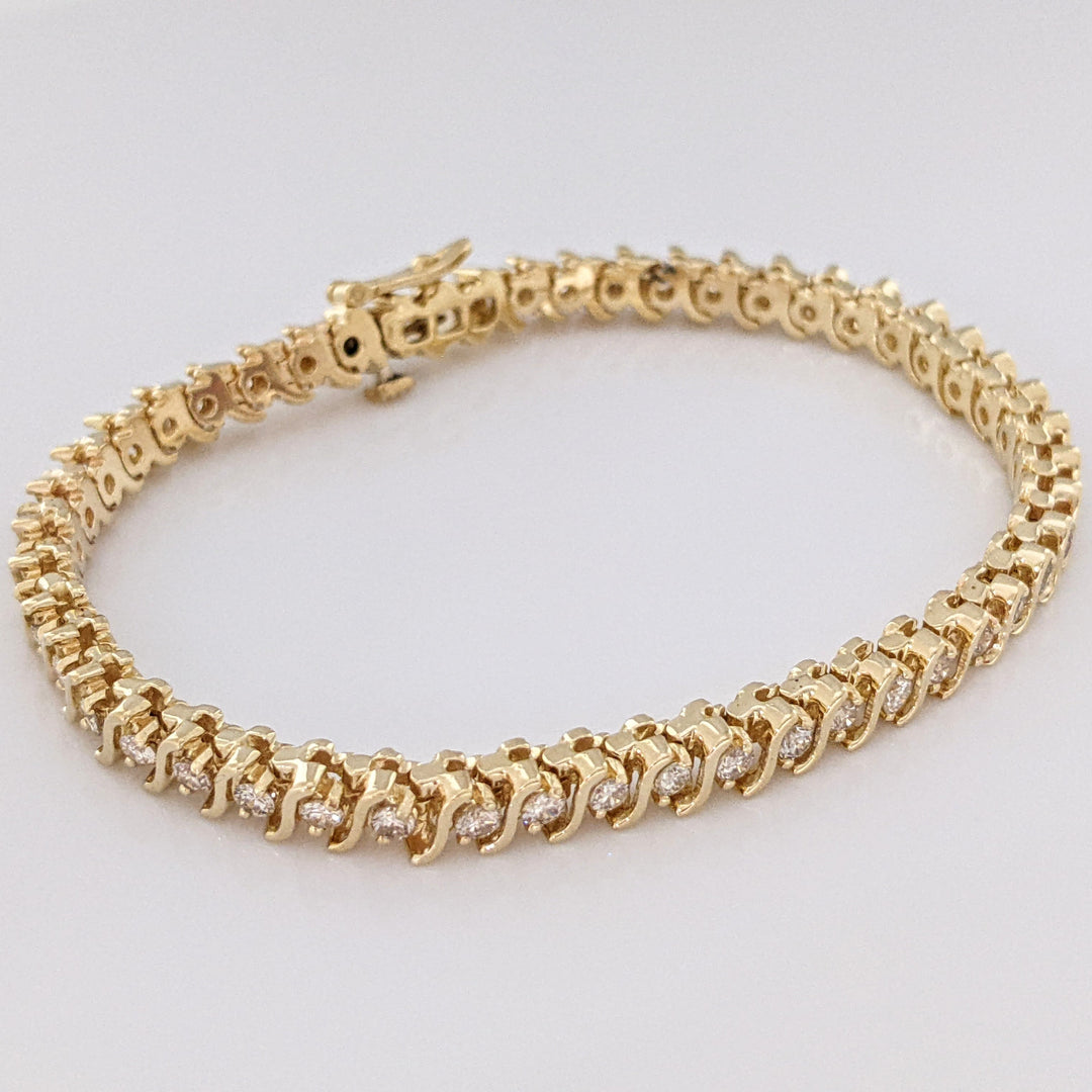 14K TWO-TONE 2.16 CARAT TOTAL WEIGHT SI2 I DIAMOND ROUND (48) S-LINK ESTATE BRACELET 18.9 GRAMS