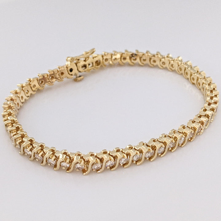 14K TWO-TONE 2.16 CARAT TOTAL WEIGHT SI2 I DIAMOND ROUND (48) S-LINK ESTATE BRACELET 18.9 GRAMS