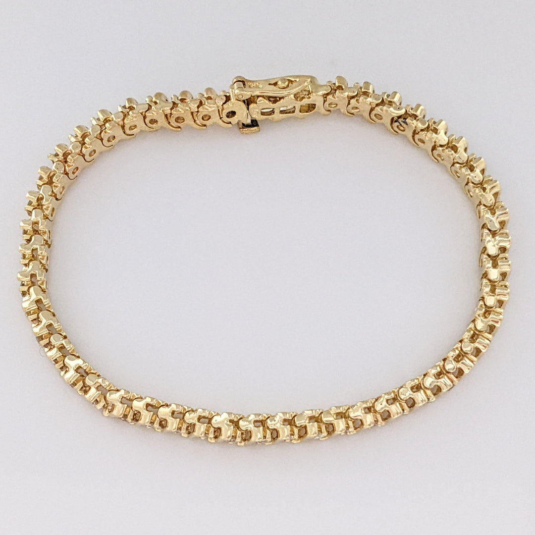 14K TWO-TONE 2.16 CARAT TOTAL WEIGHT SI2 I DIAMOND ROUND (48) S-LINK ESTATE BRACELET 18.9 GRAMS