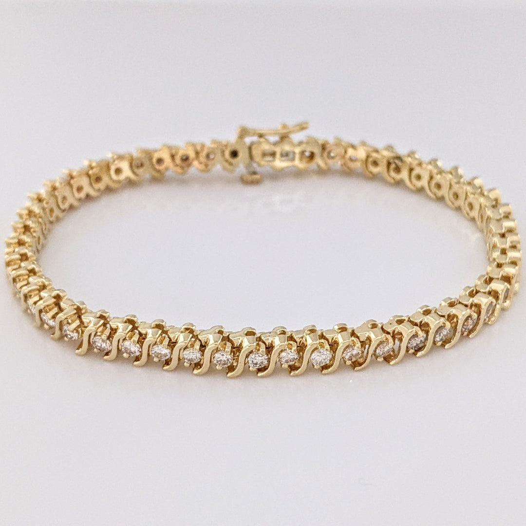 14K TWO-TONE 2.16 CARAT TOTAL WEIGHT SI2 I DIAMOND ROUND (48) S-LINK ESTATE BRACELET 18.9 GRAMS