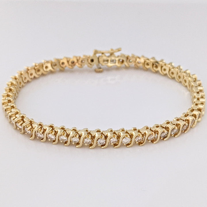 14K TWO-TONE 2.16 CARAT TOTAL WEIGHT SI2 I DIAMOND ROUND (48) S-LINK ESTATE BRACELET 18.9 GRAMS