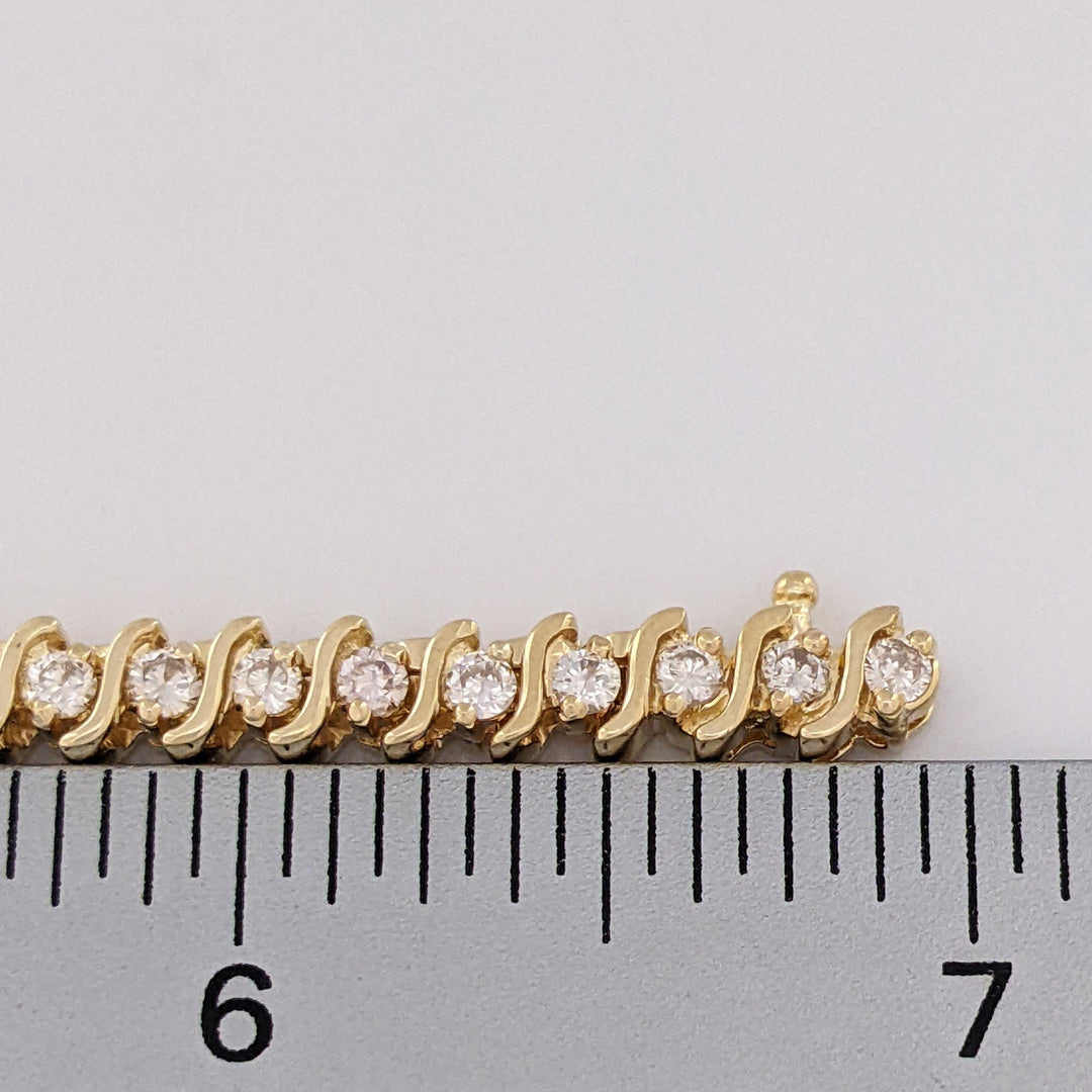 14K TWO-TONE 2.16 CARAT TOTAL WEIGHT SI2 I DIAMOND ROUND (48) S-LINK ESTATE BRACELET 18.9 GRAMS