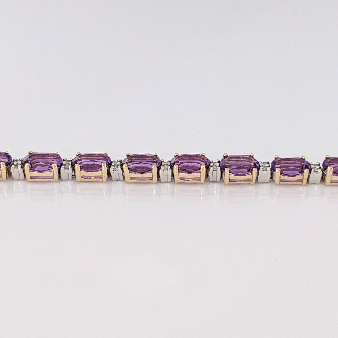 14K AMETHYST OVAL (23) 4X6 WITH MELEE ESTATE BRACELET 8.7 GRAMS