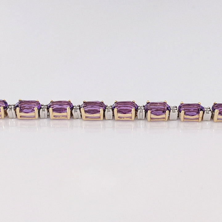 14K AMETHYST OVAL (23) 4X6 WITH MELEE ESTATE BRACELET 8.7 GRAMS
