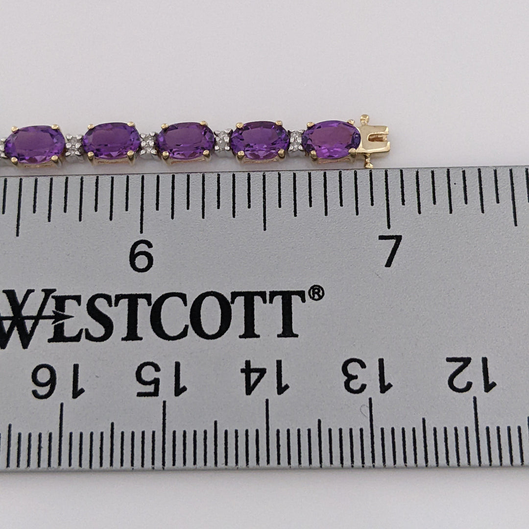 14K AMETHYST OVAL (23) 4X6 WITH MELEE ESTATE BRACELET 8.7 GRAMS