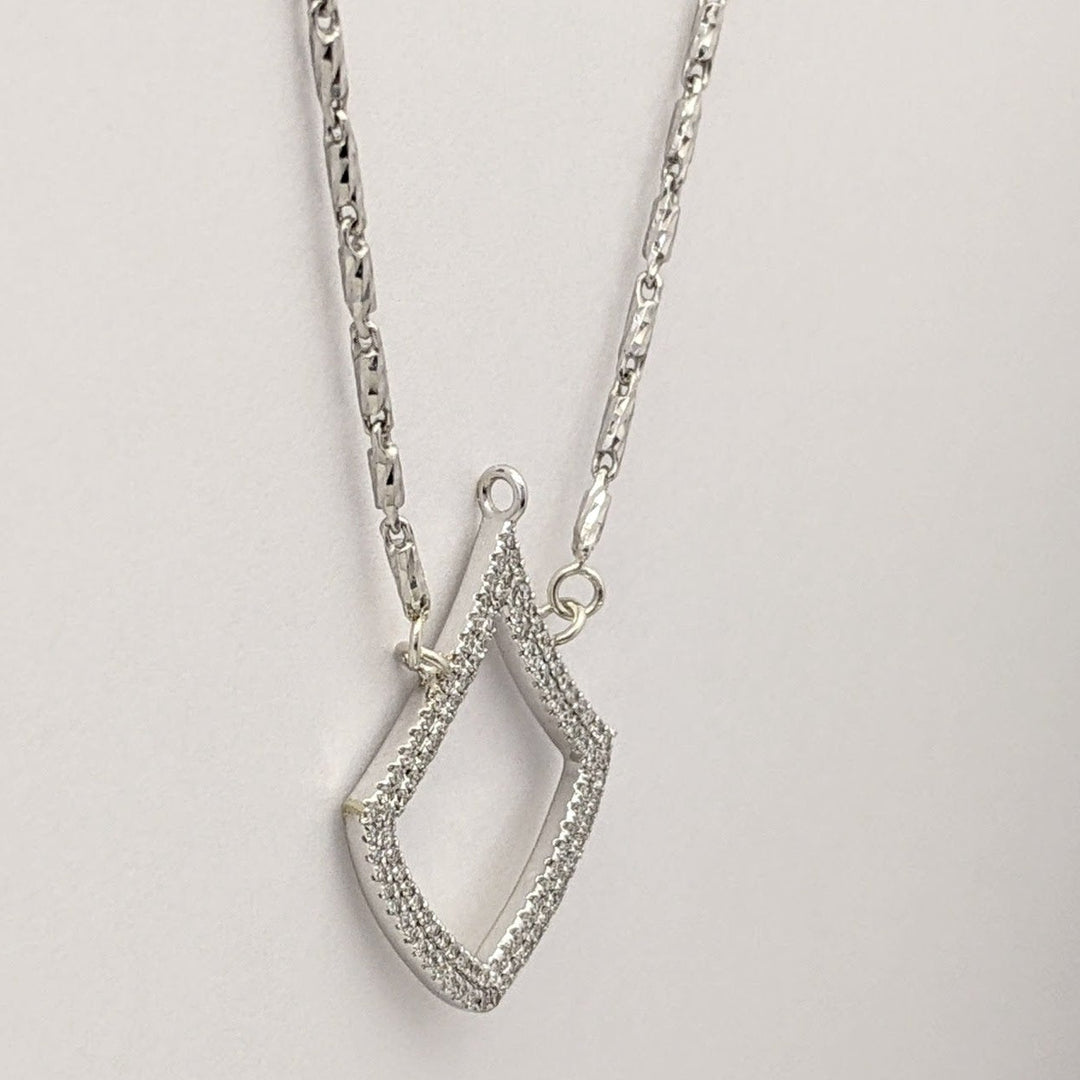14K WHITE/ STERLING SILVER .50 CARAT TOTAL WEIGHT SI1 H DIAMOND ROUND (107) OPEN DIAMOND SHAPE ESTATE NECKLACE 6.8 GRAMS