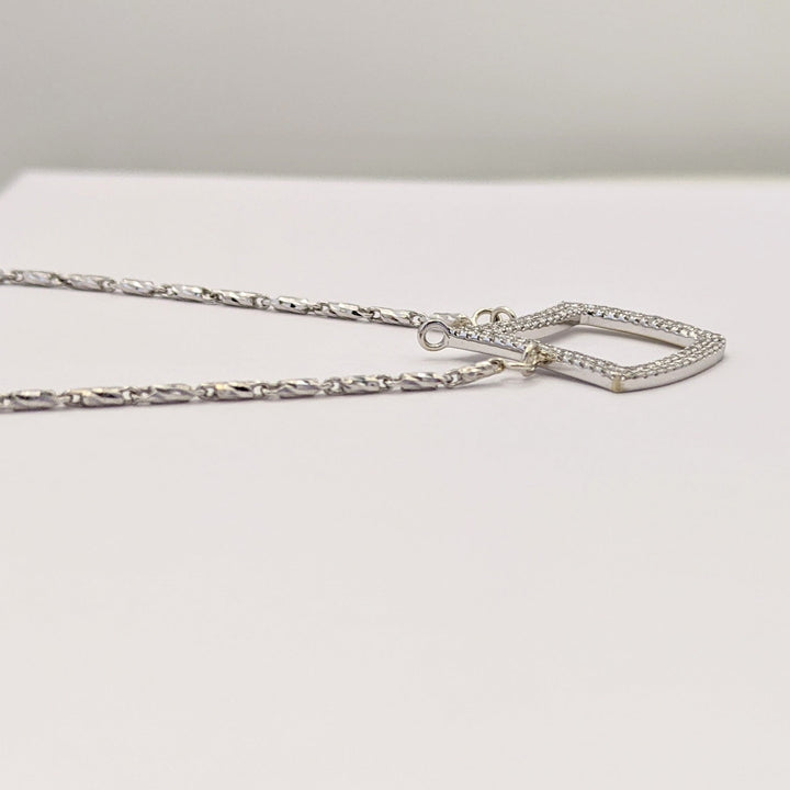 14K WHITE/ STERLING SILVER .50 CARAT TOTAL WEIGHT SI1 H DIAMOND ROUND (107) OPEN DIAMOND SHAPE ESTATE NECKLACE 6.8 GRAMS
