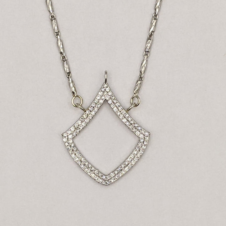 14K WHITE/ STERLING SILVER .50 CARAT TOTAL WEIGHT SI1 H DIAMOND ROUND (107) OPEN DIAMOND SHAPE ESTATE NECKLACE 6.8 GRAMS